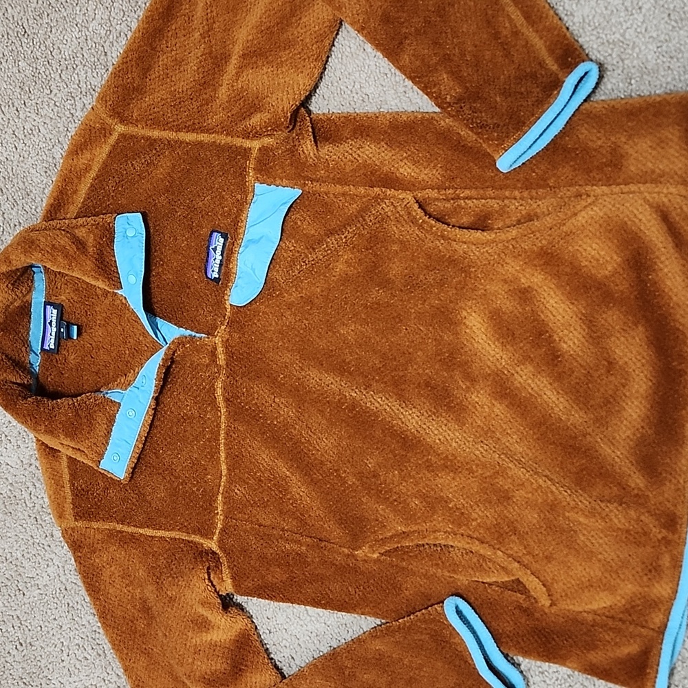 Patagonia Women's Brown Fleece Sweatshirt Pullover 1/3 Button Jacket Medium M
